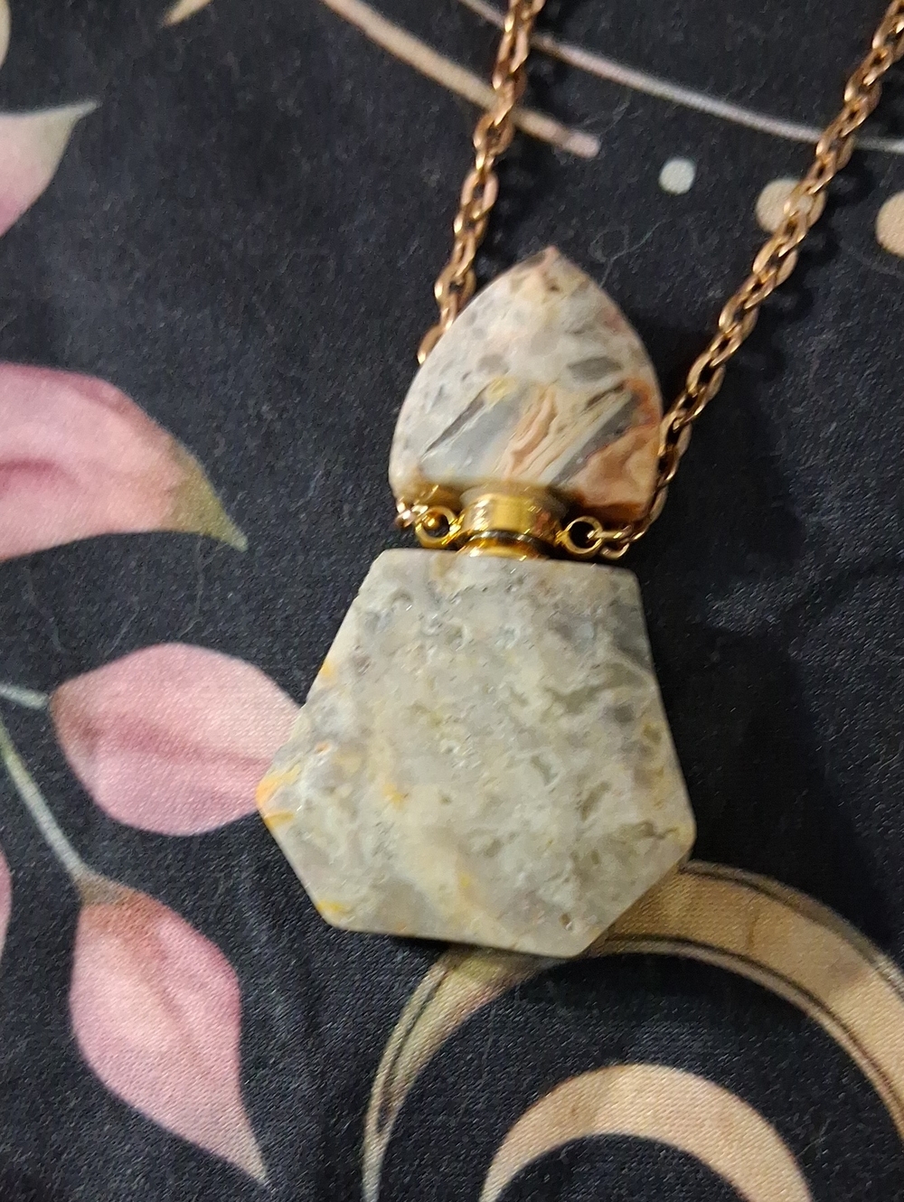 Crazy Lace Agate Poison Bottle Necklace